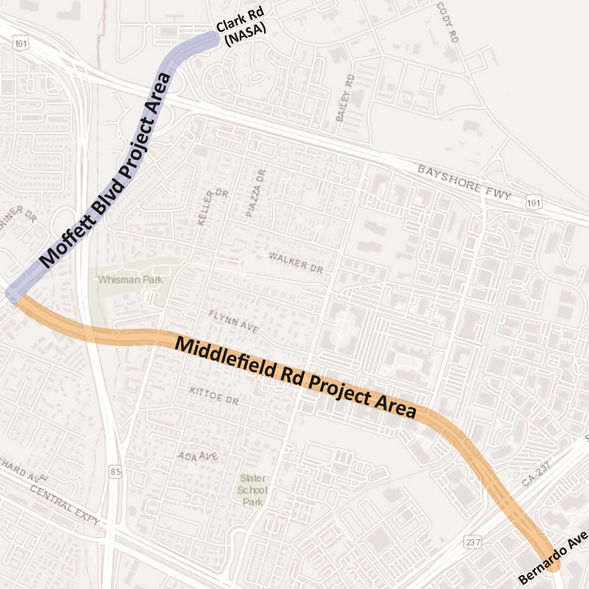 Middlefield Moffett Locator Map