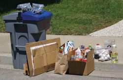 Recycling set out on curb