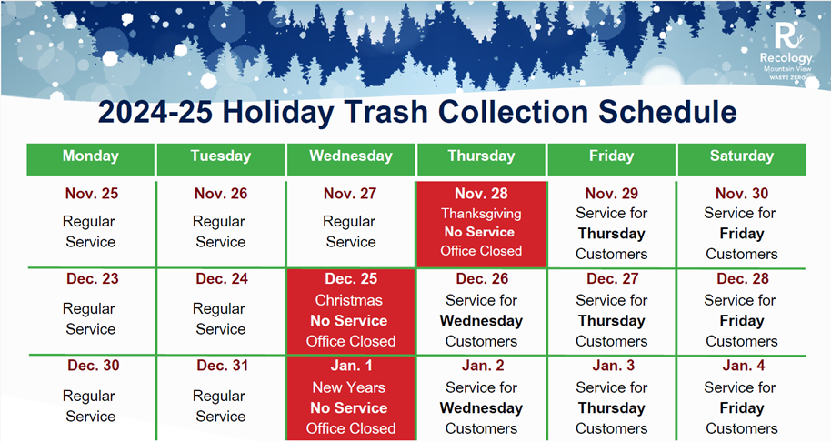 image of calendar trash collection