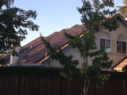 Solar panels on a house roof